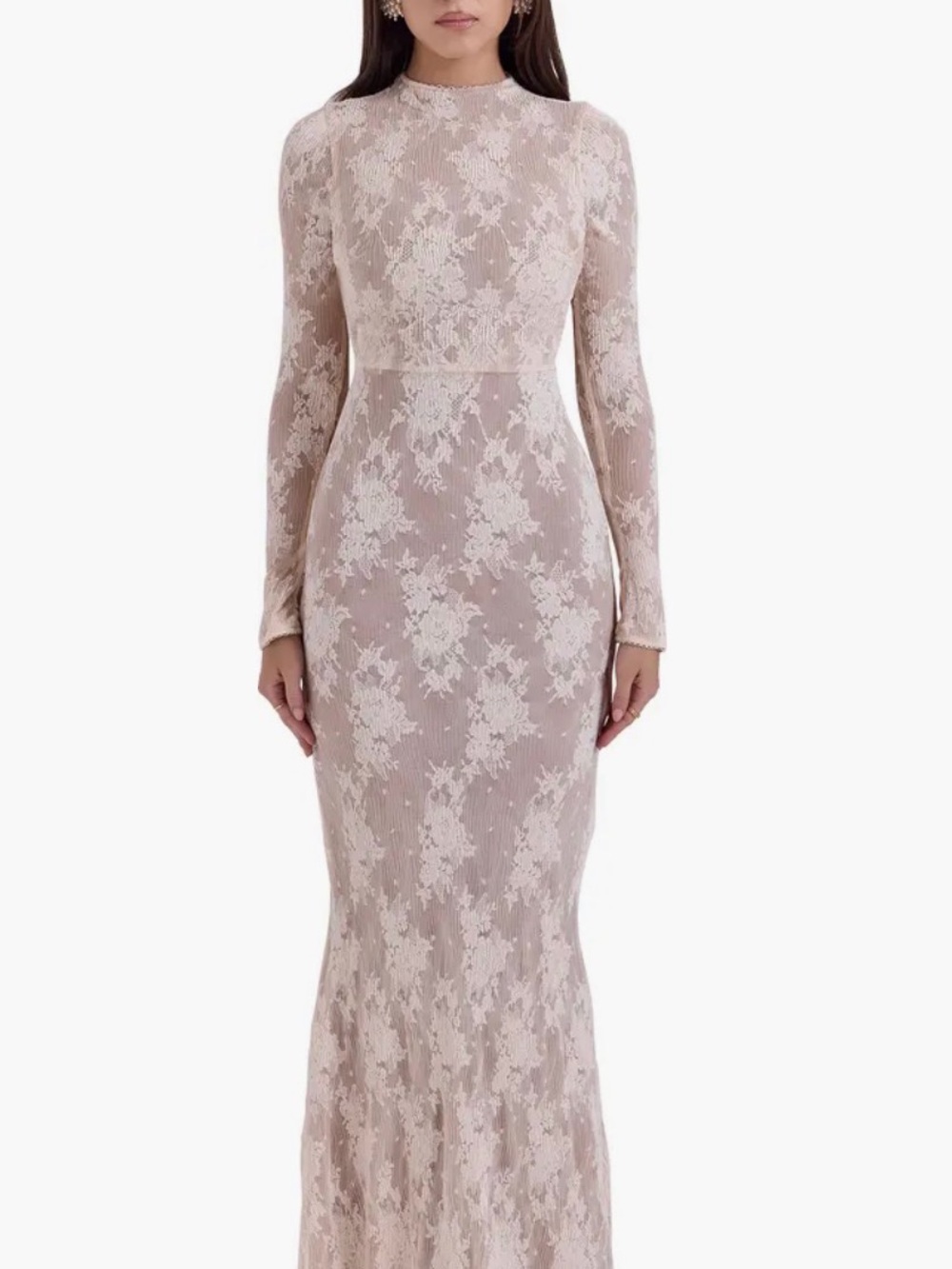 House of CB Blush Lace Long Sleeve Isoline Dress